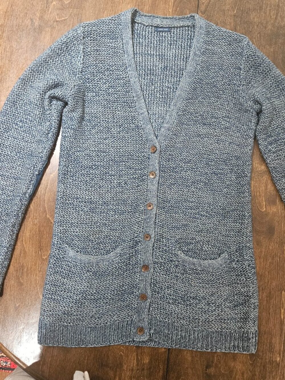 Knit Blue Cardigan with elbow patches